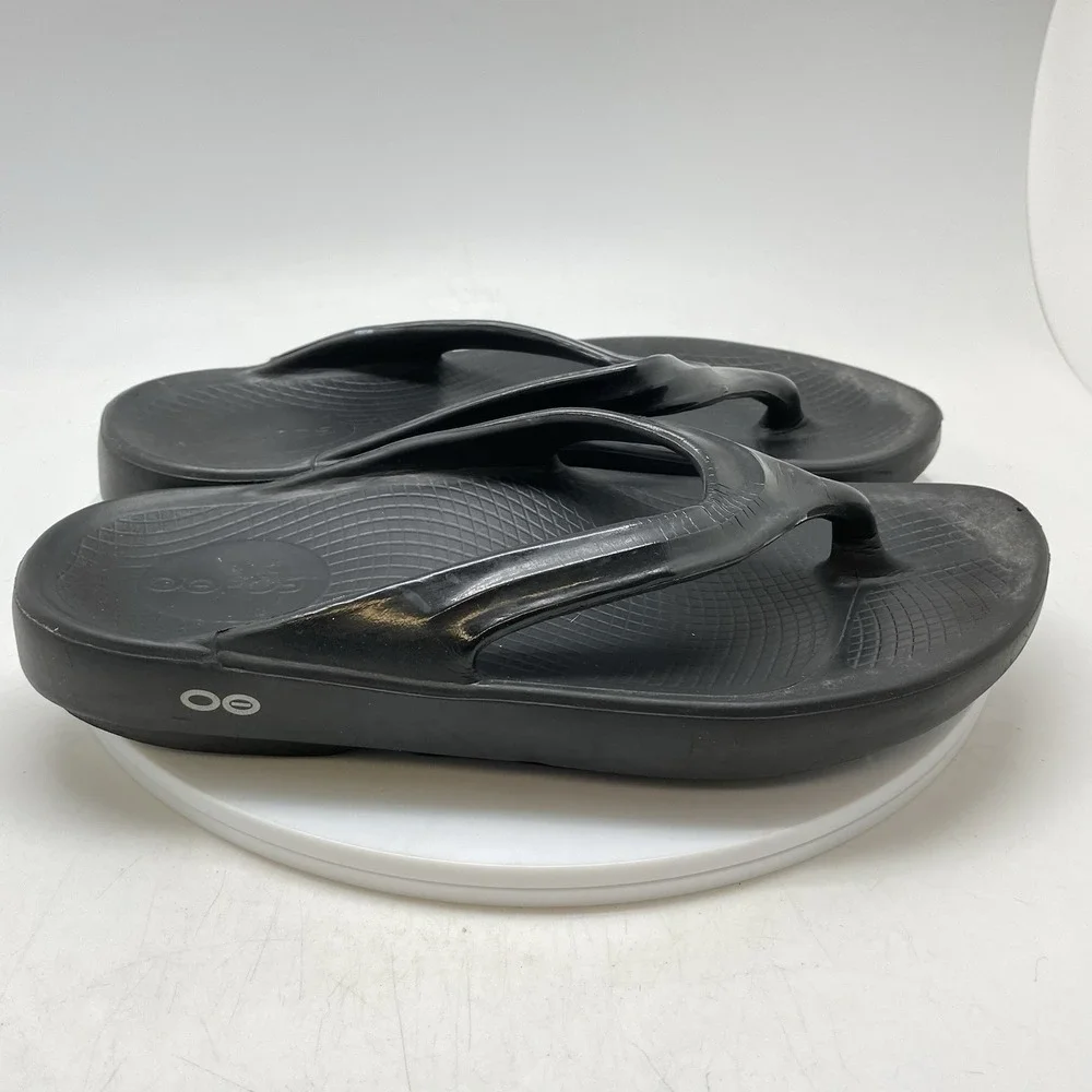 Oofos Oolala Recovery Sandals Womens 9 Black Flip Flops Slip On‎ Thong Comfort